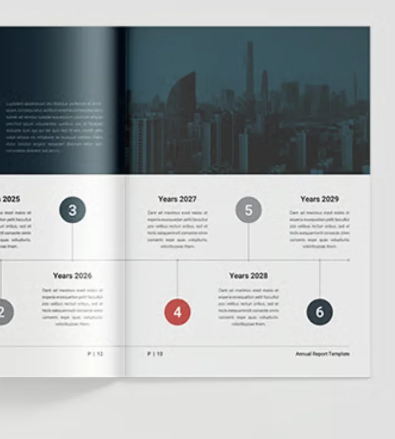 Report spread: company timeline